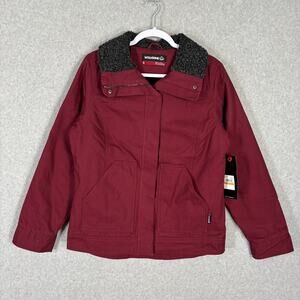 Wolverine Jacket Women Small Burgundy Canvas Utility Insultaed Sherpa‎ Ethelwood